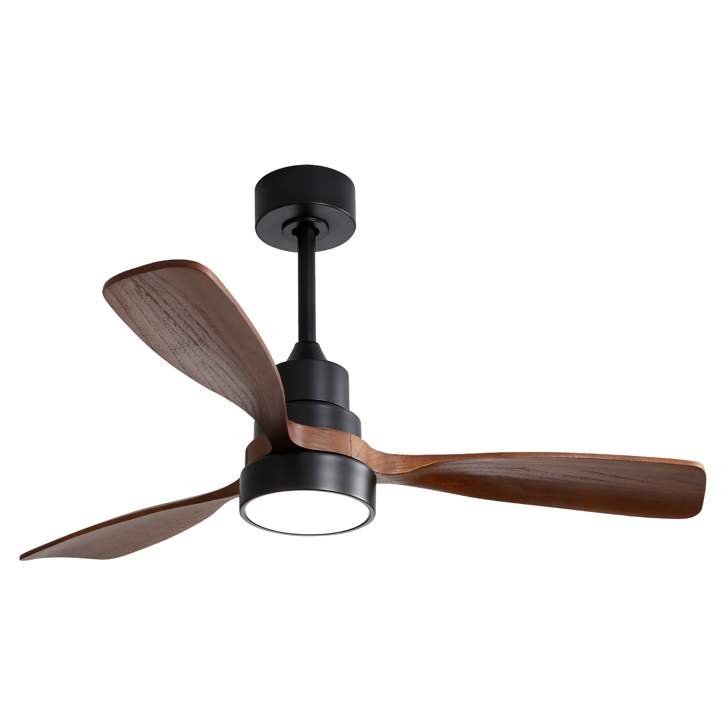 [variant:W5691P514926] Matte Black Solid Wood Ceiling Fan with Dimmable Light – 48-Inch image 1