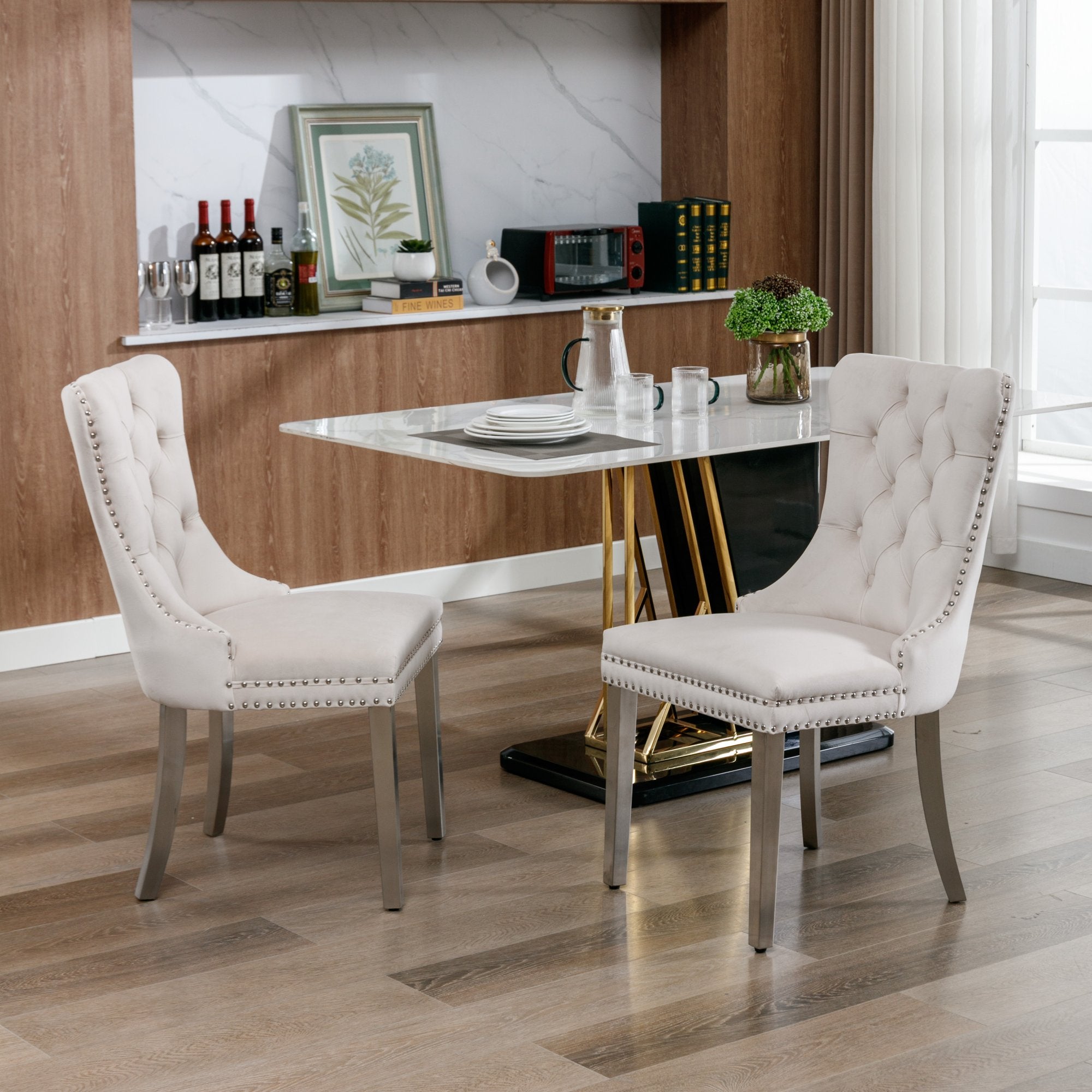 [variant:W5755P474574] Tufted Velvet Dining Chairs – Set of 2 image 14