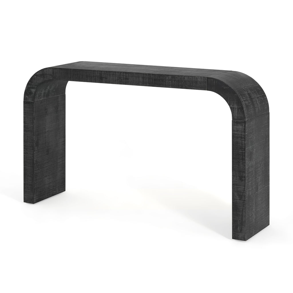 Curved-Edge Pine Veneer Console Table – 52-Inch — [variant:N851P415011B] Black image 8