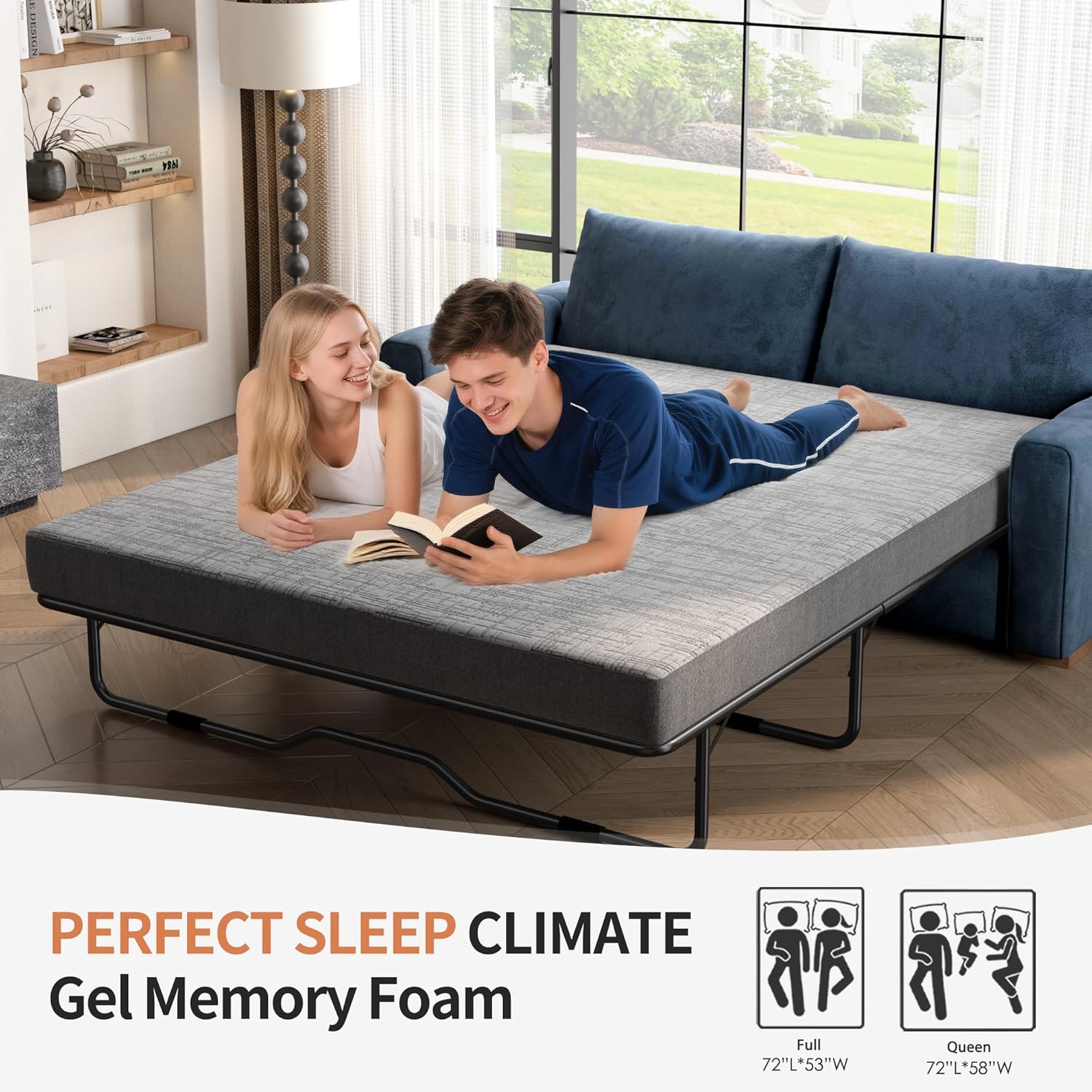 [variant:W3686P477365] Queen Memory Foam Sofa Bed Mattress – 3-Inch image 3