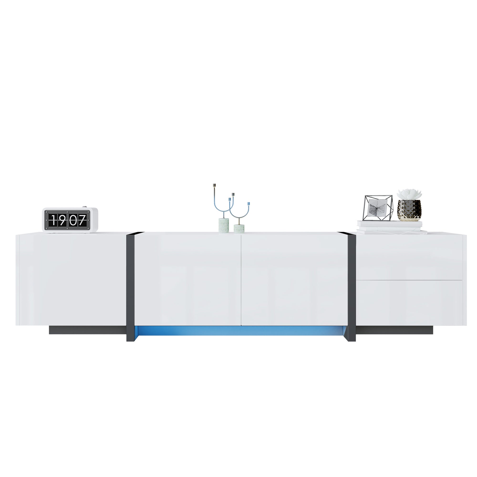 [variant:N875P283187W] High-Gloss LED TV Stand with Storage image 1