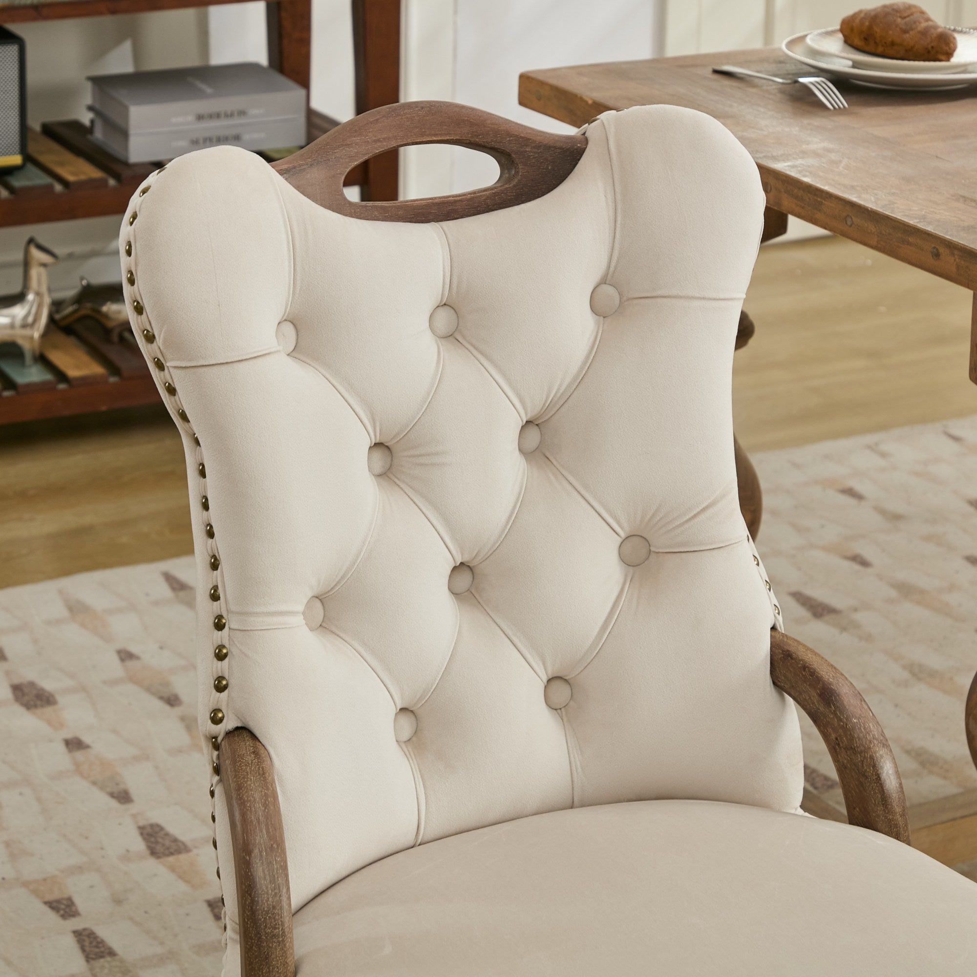 [variant:W5755P512977] Tufted Velvet Dining Armchairs – Set of 2 image 11