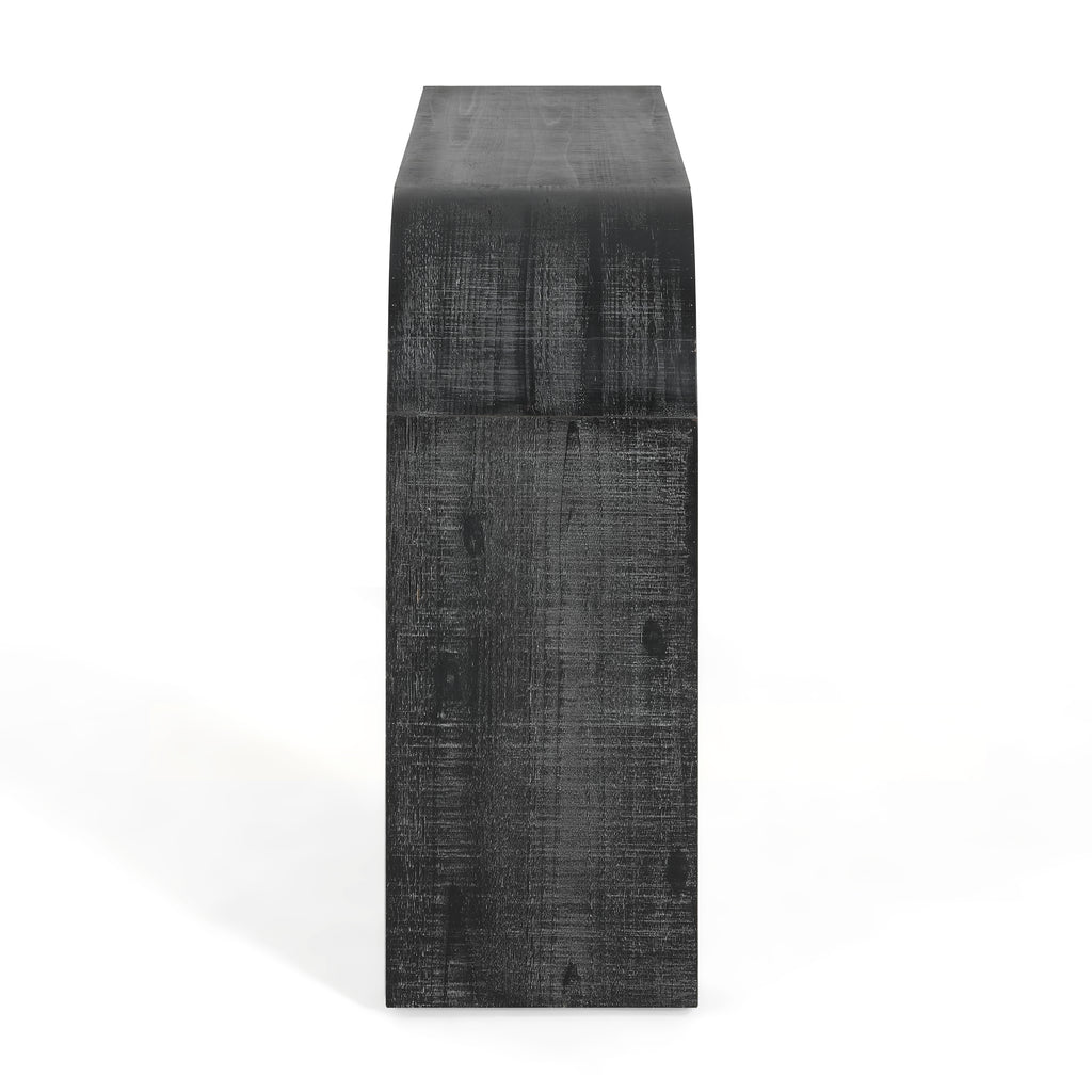 Curved-Edge Pine Veneer Console Table – 52-Inch — [variant:N851P415011B] Black image 11