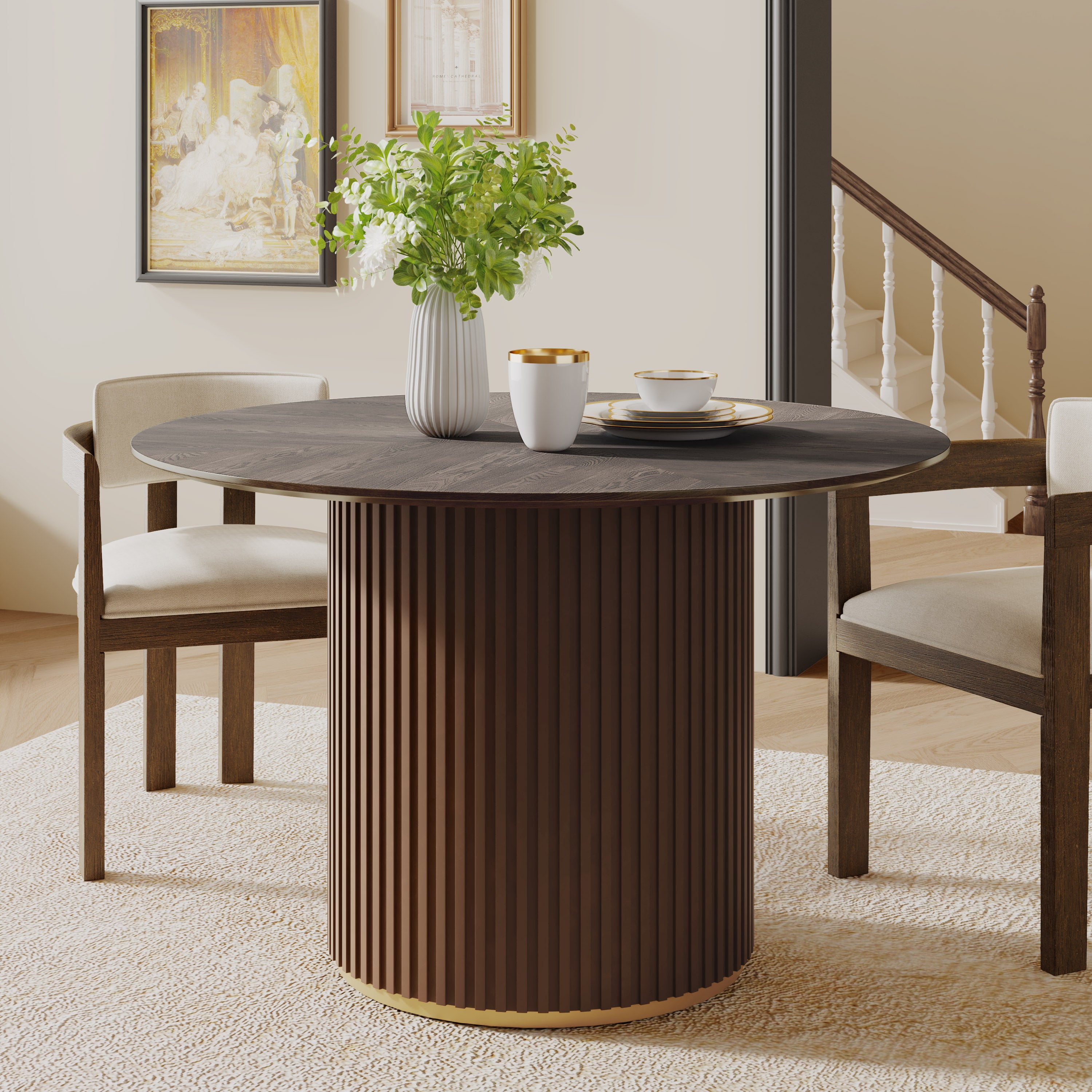 [variant:N872P426819T_N872P426821T] Round Pedestal Dining Table – 47-Inch image 1