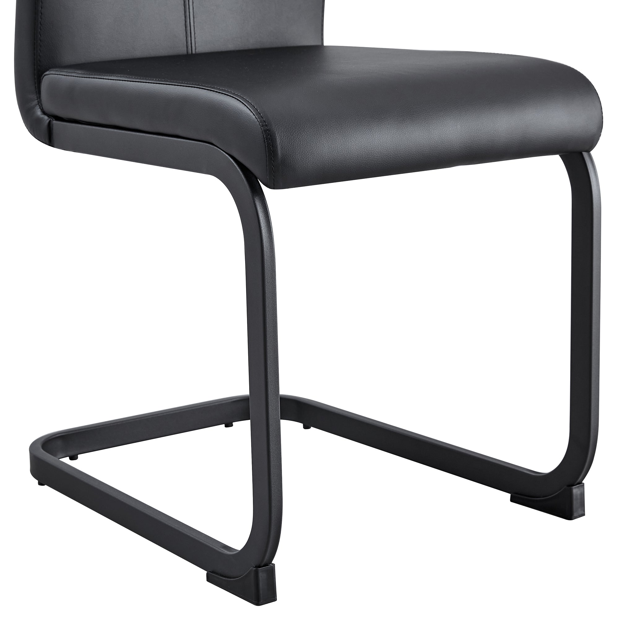 [variant:W3806P404689] Set of 2 Black PU Leather Dining Chairs image 13