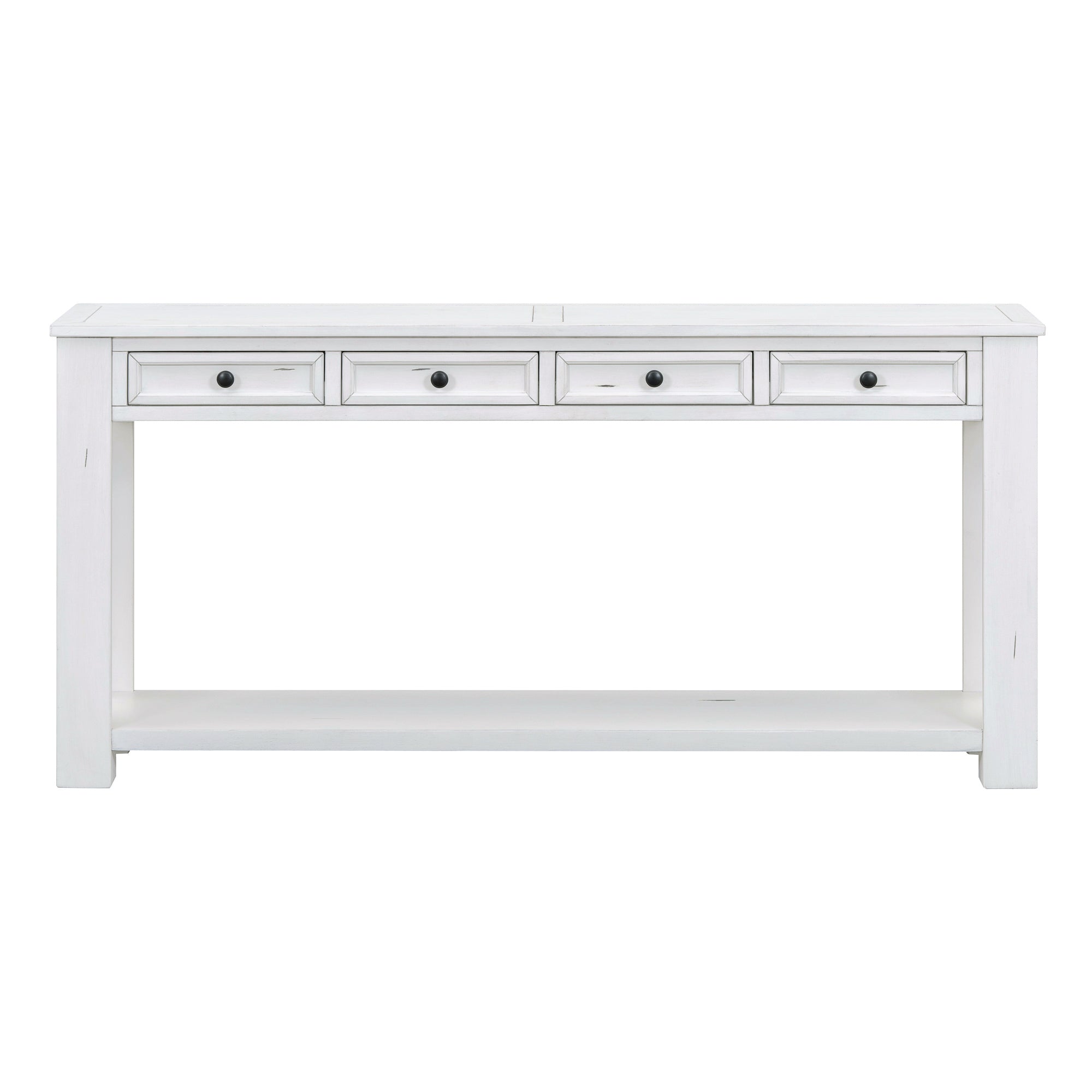 [variant:N852P245606K] Console Table with Drawers & Bottom Shelf – Antique White image 3