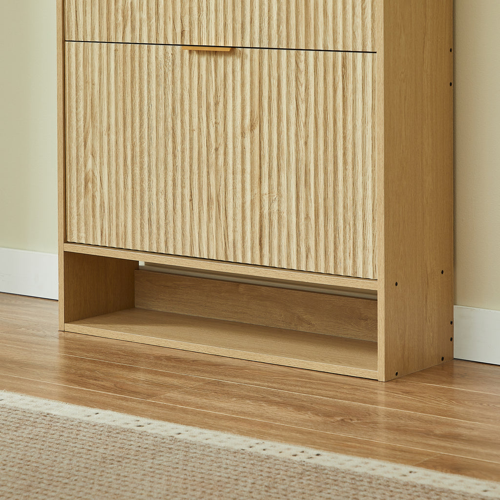 [variant:W5078P443404] Modern Oak Fluted Shoe Cabinet image 20