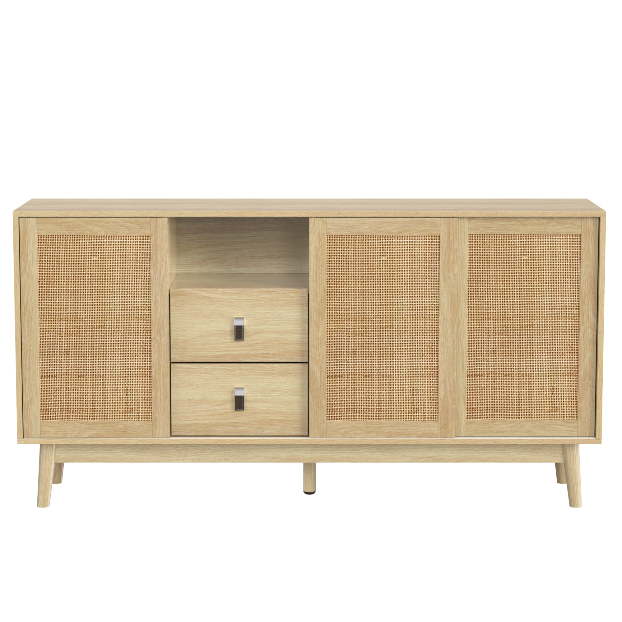 Rattan 3-Door Sideboard with 2 Drawers — [variant:GA0004O] Wood – GA0004O image 15