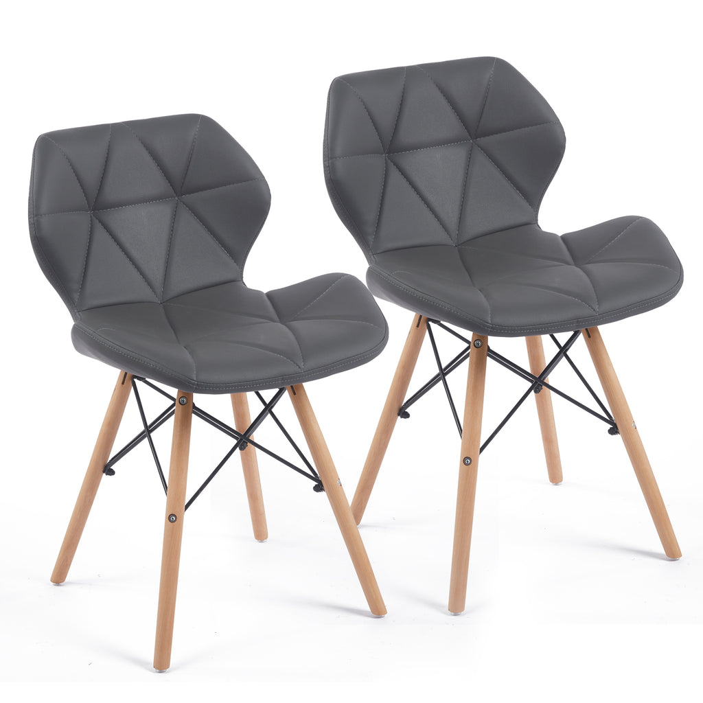 Set of 2 Modern PU Leather Dining Chairs — [variant:W3738P431272] Grey image 5