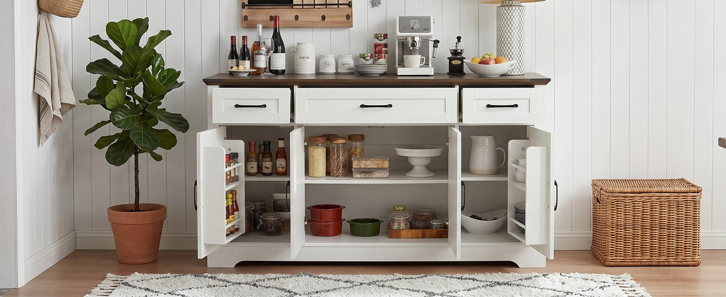 [variant:N853P444963W] 55-Inch Farmhouse Buffet Cabinet with Drawers image 5