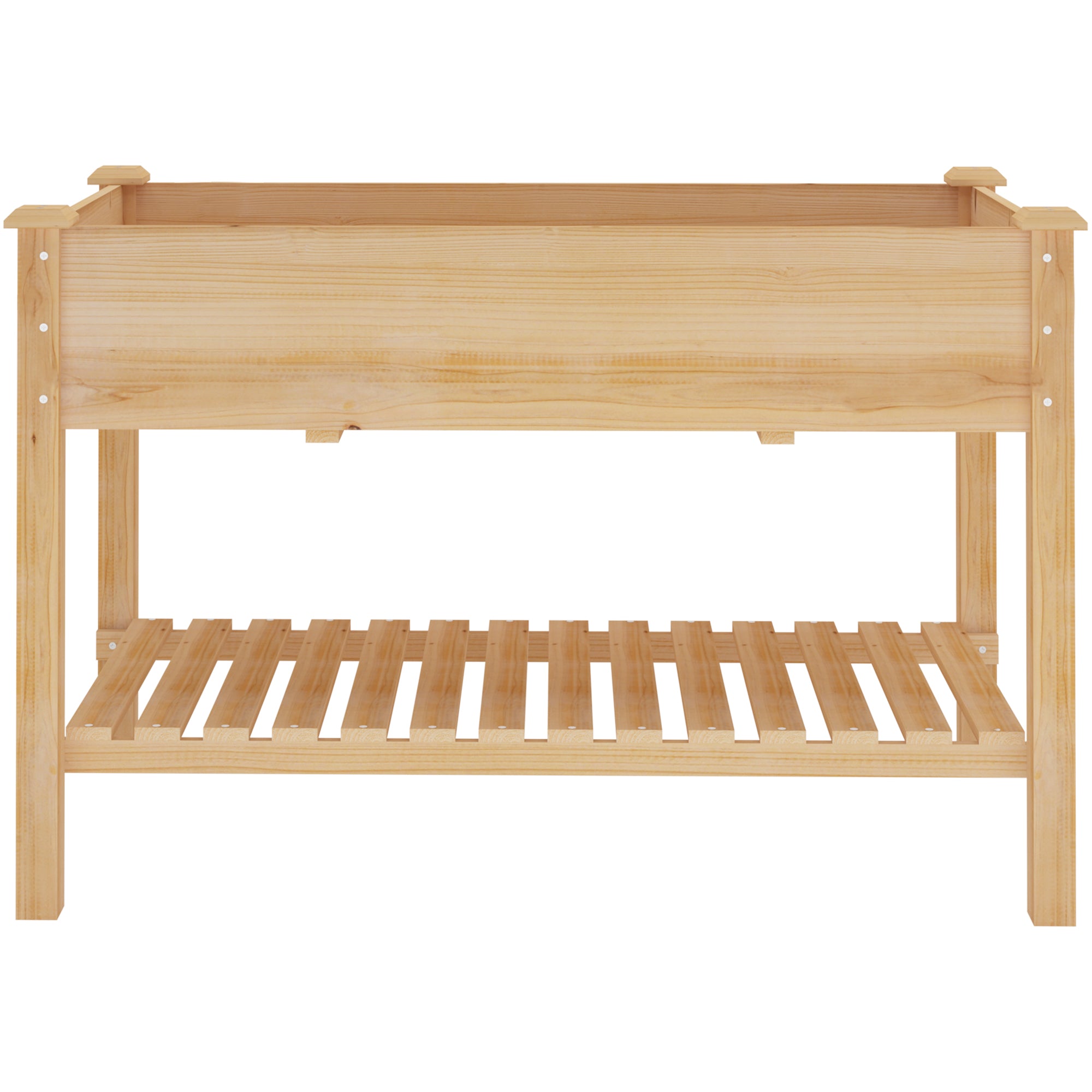[variant:W3686P439295] Two-Tier Wooden Raised Garden Bed with Shelves image 5