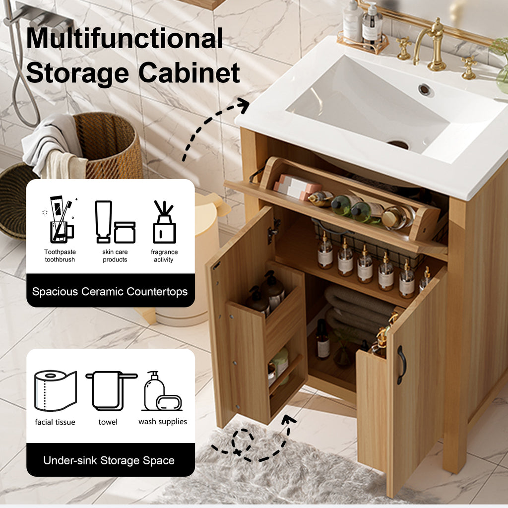 [variant:N848P469792N] Solid Wood Bathroom Vanity with Ceramic Sink – 24-Inch image 6