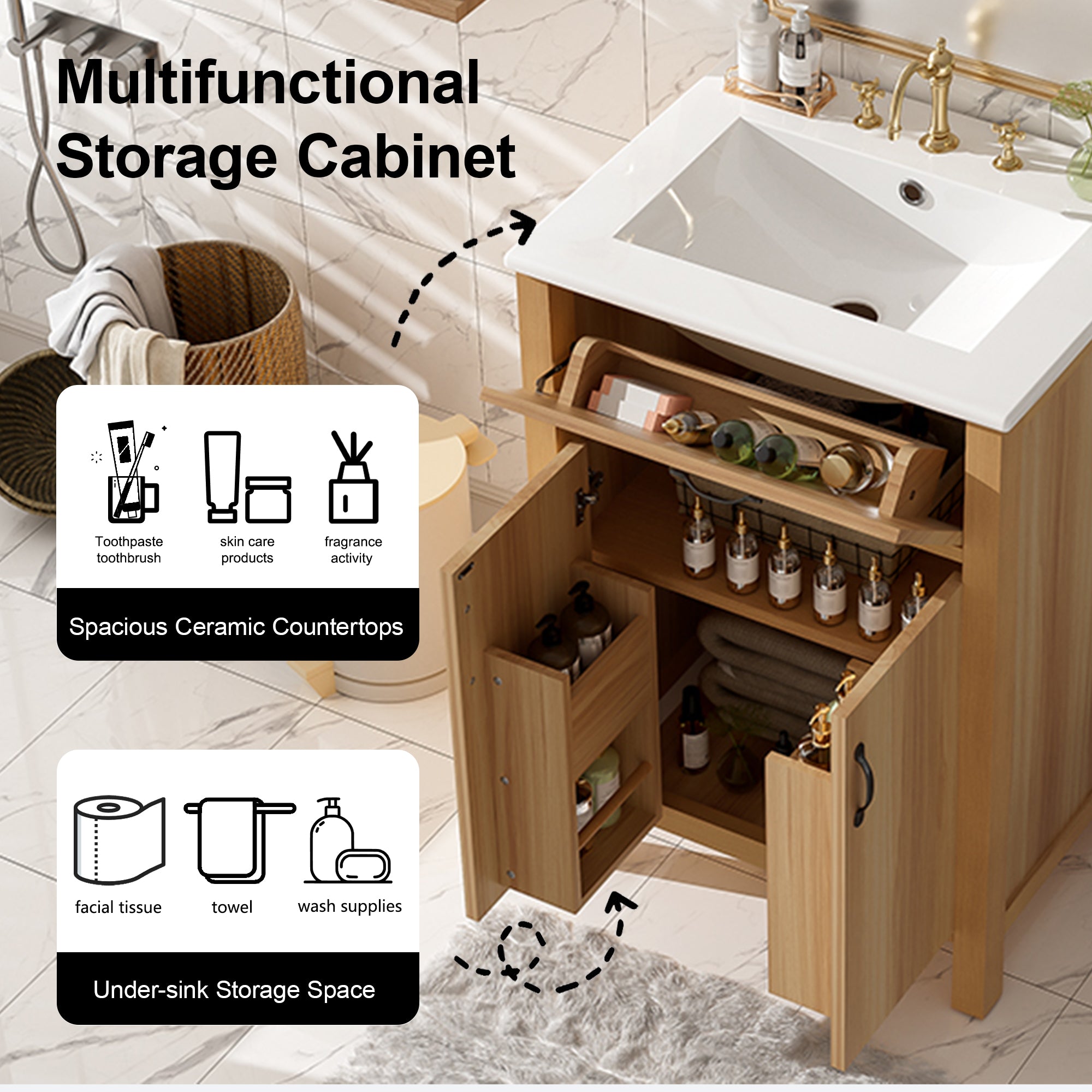 [variant:N848P469792N] Solid Wood Bathroom Vanity with Ceramic Sink – 24-Inch image 6