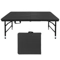 [variant:W5076P444593] Portable Folding Table with Wood-Grain Finish – 4-Foot image 1