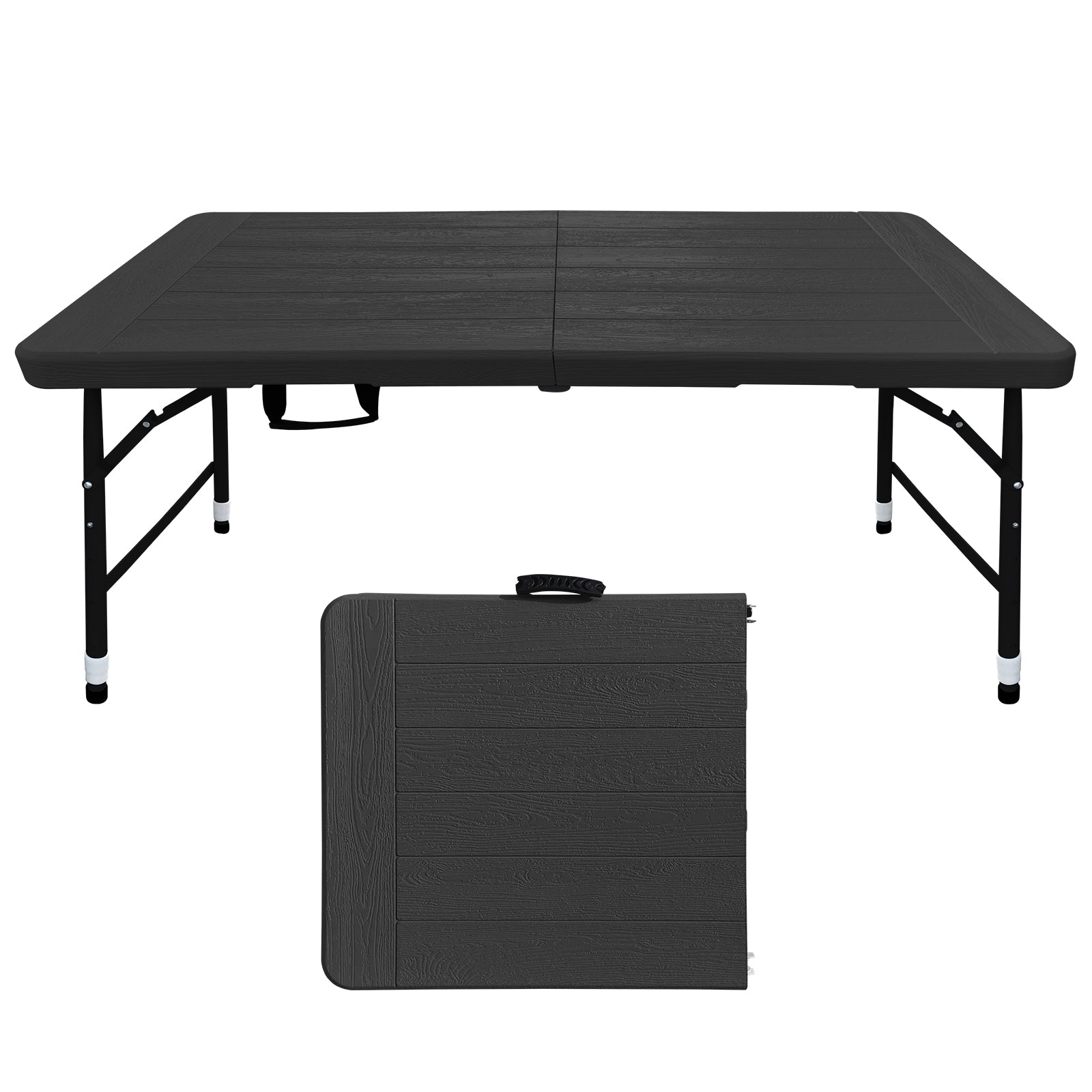 [variant:W5076P444593] Portable Folding Table with Wood-Grain Finish – 4-Foot image 1