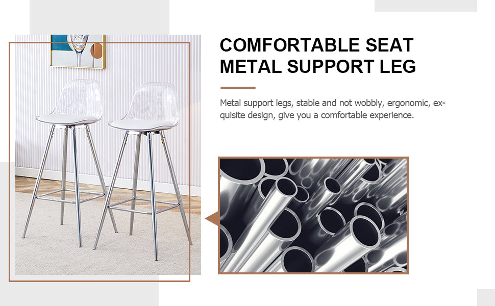 [variant:W3806P404769] Modern Upholstered Bar Chairs – White & Silver image 17