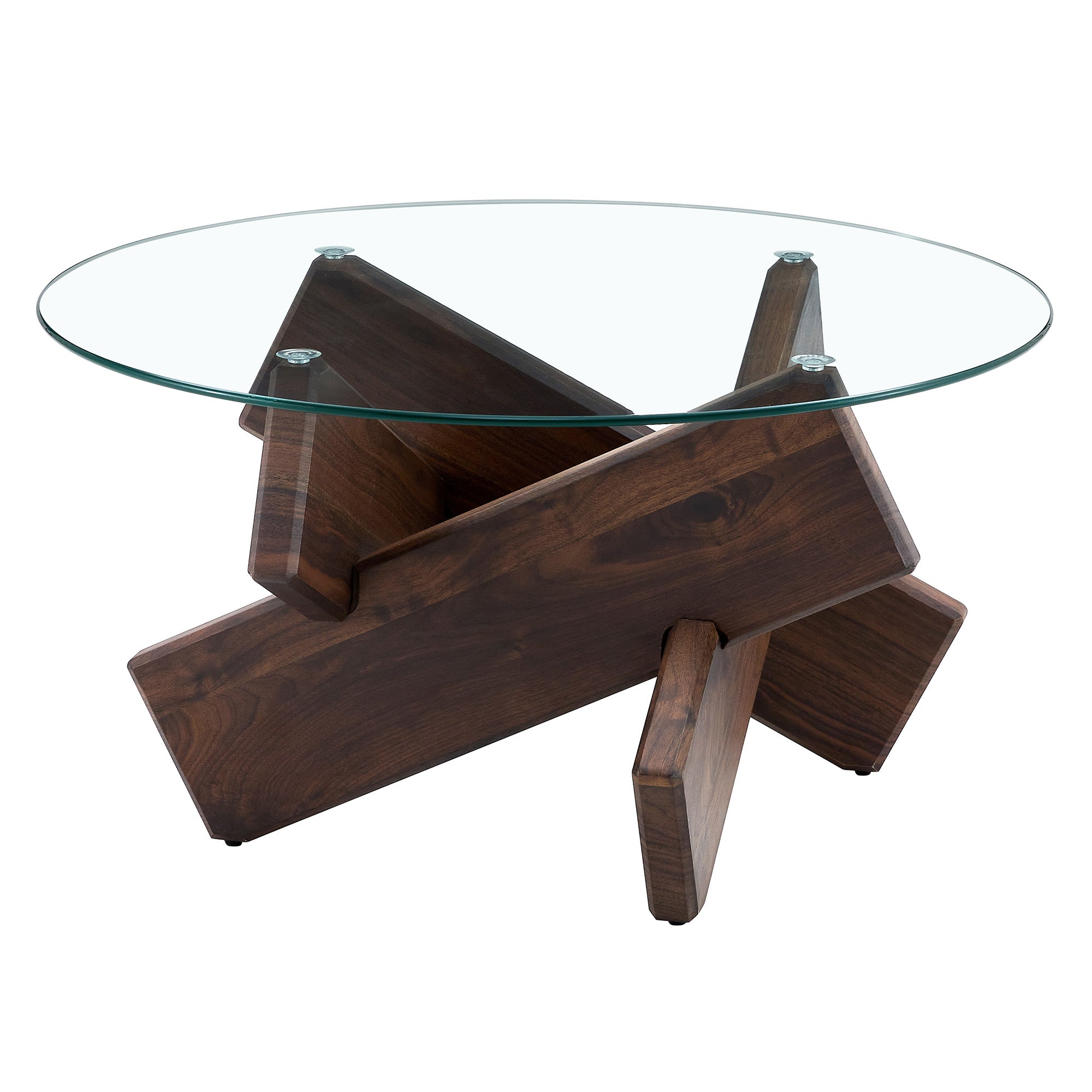 [variant:W3806P404749] Round Glass Coffee Table with Walnut-Finish Base – 33.4-Inch image 22