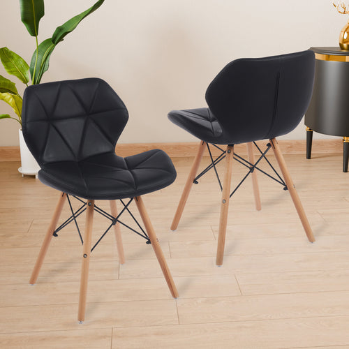 [variant:W3738P431268] Set of 2 Modern PU Leather Dining Chairs – Black image 1