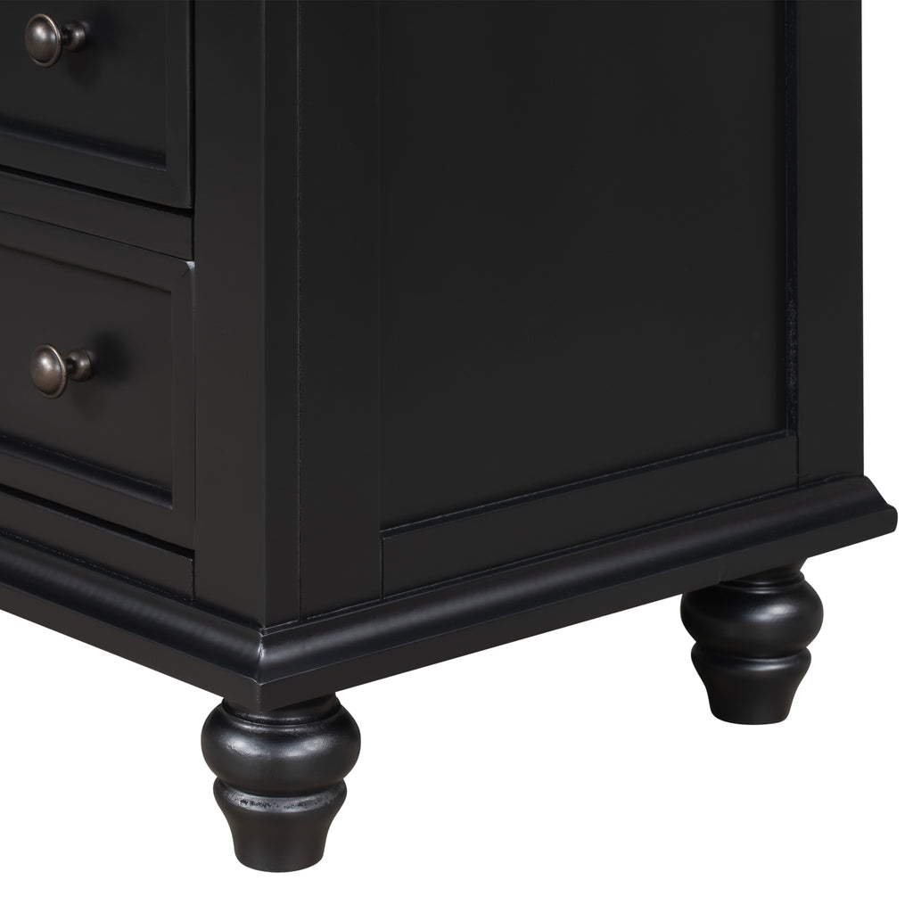 3-Drawer Nightstand with Pull-Out Tray – 27.6-Inch — [variant:N889P444139B] Black image 12