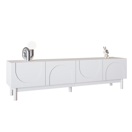 [variant:N875P283191W] Wave-Front TV Stand with 4 Doors – White image 1