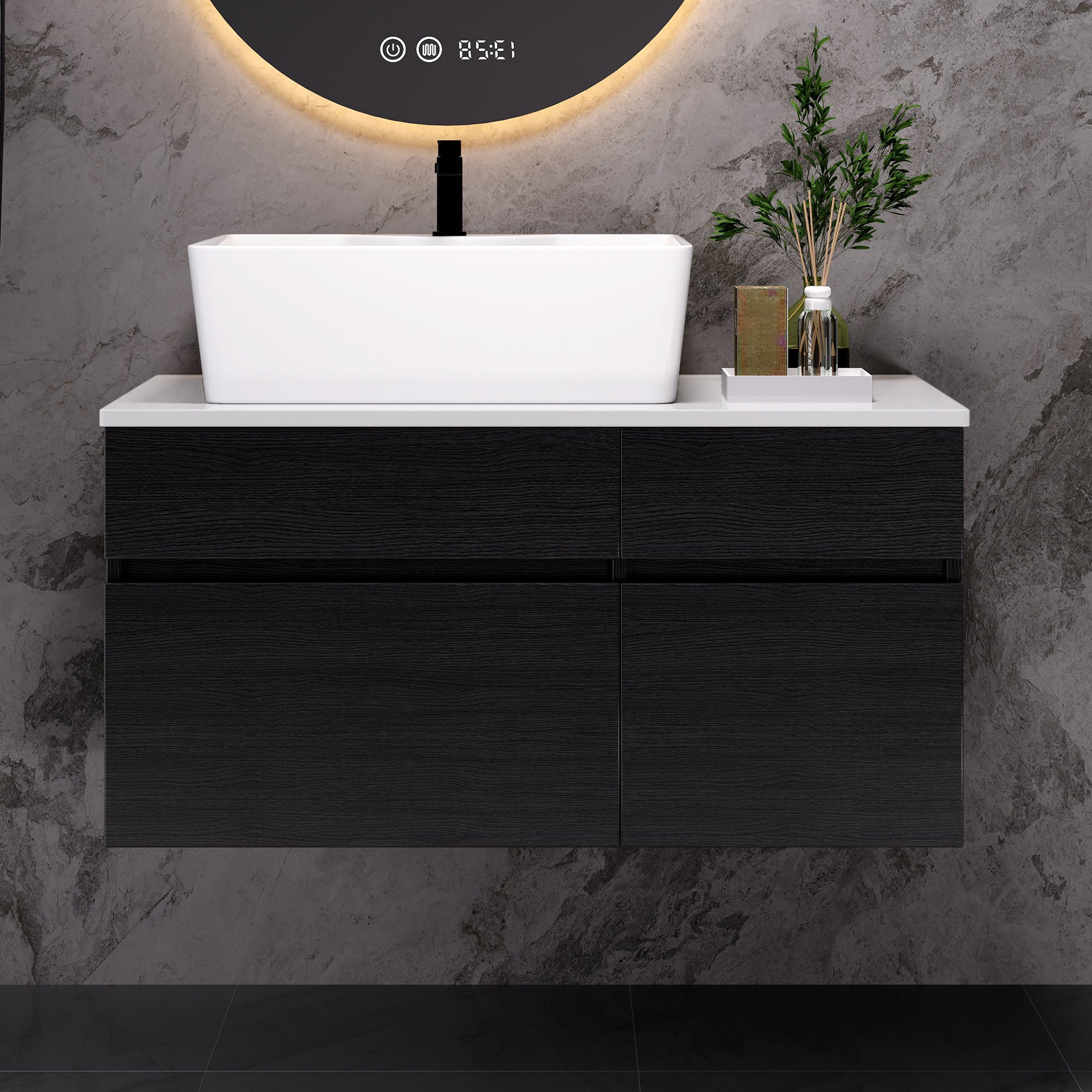 [variant:W5307S00008] Floating Bathroom Vanity with Ceramic Sink – 31.5-Inch image 2