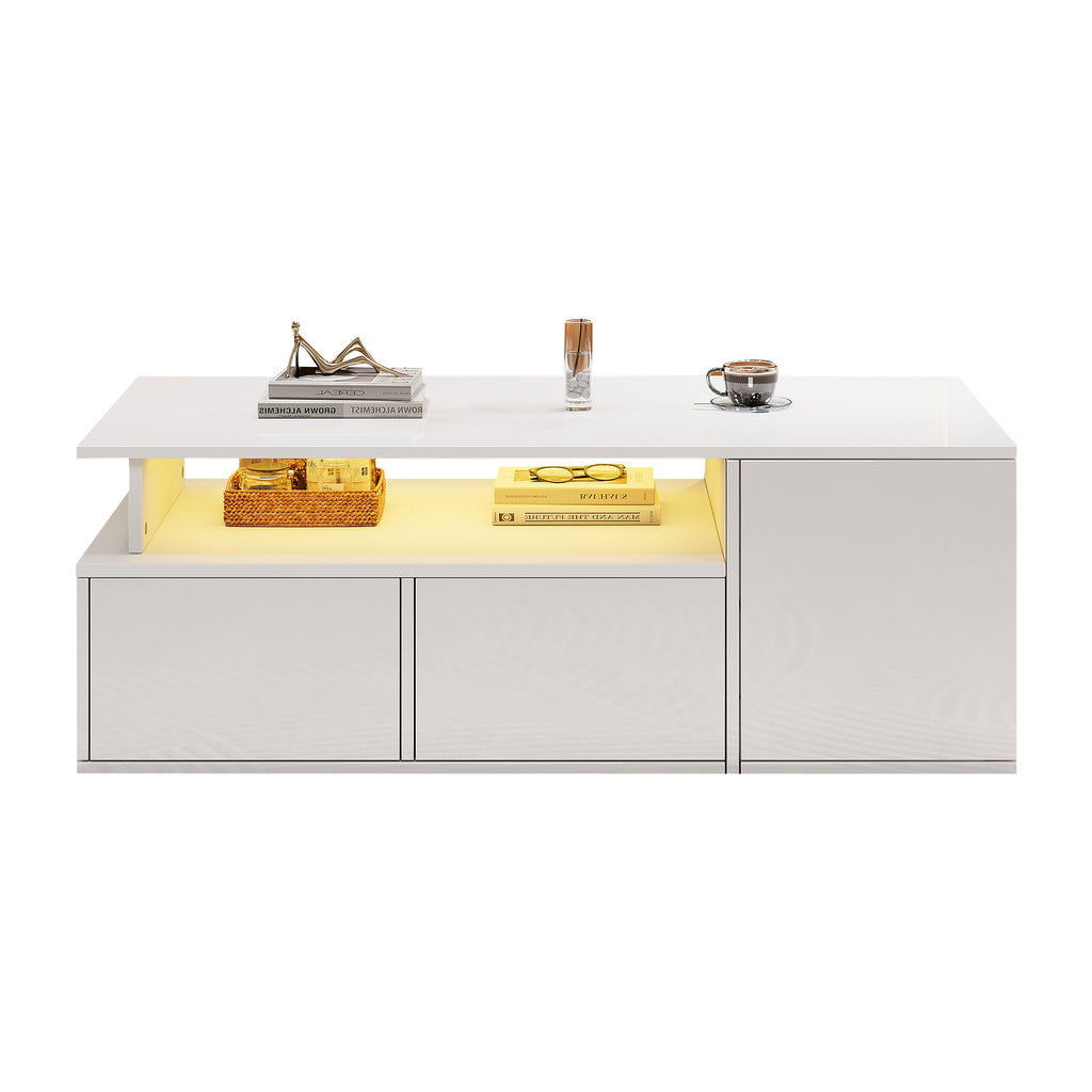 [variant:N892P428788W] High-Gloss LED Coffee Table with Open Storage image 15