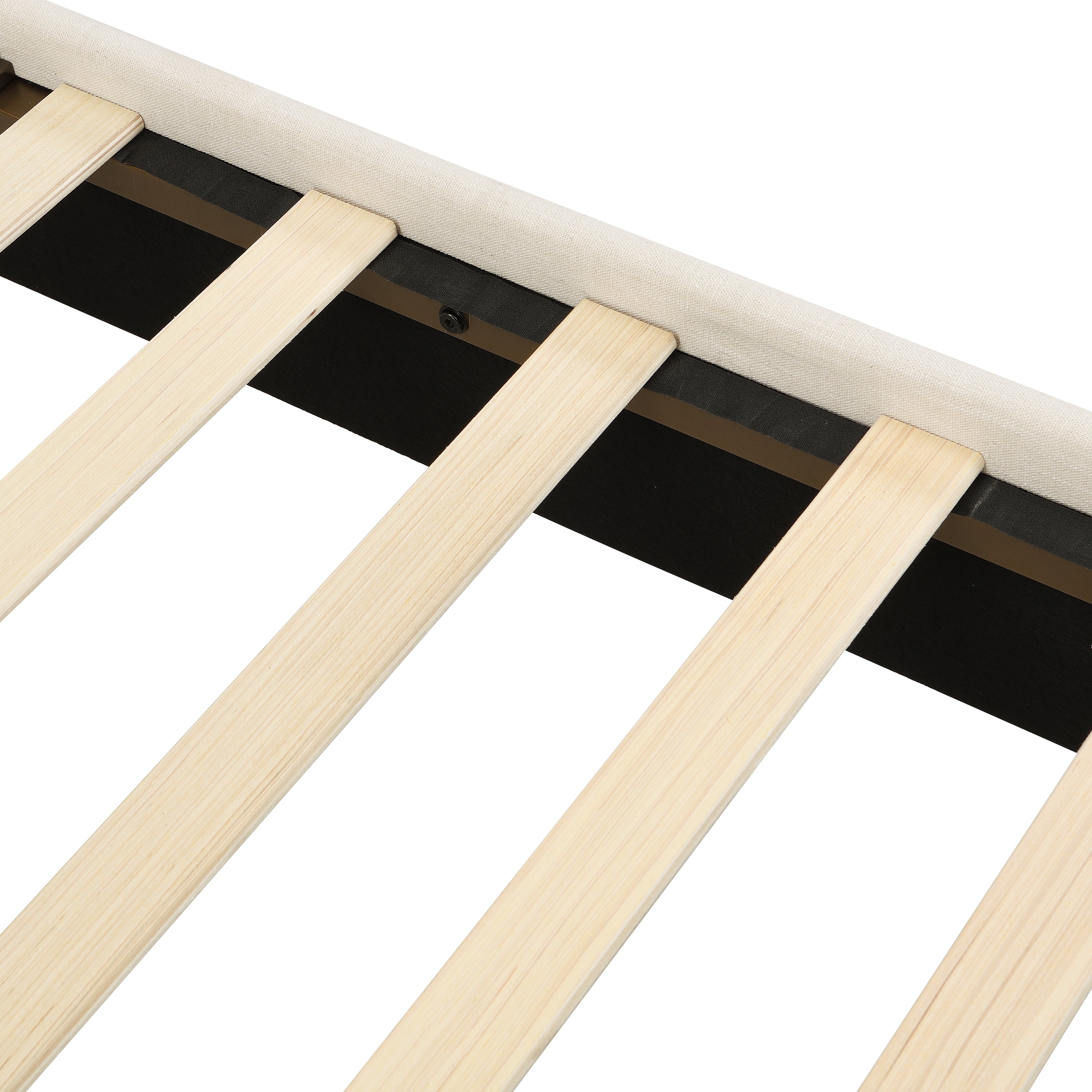 [variant:N859Q000022I] Queen Linen Upholstered Canopy Bed – Beige & Bronze image 13
