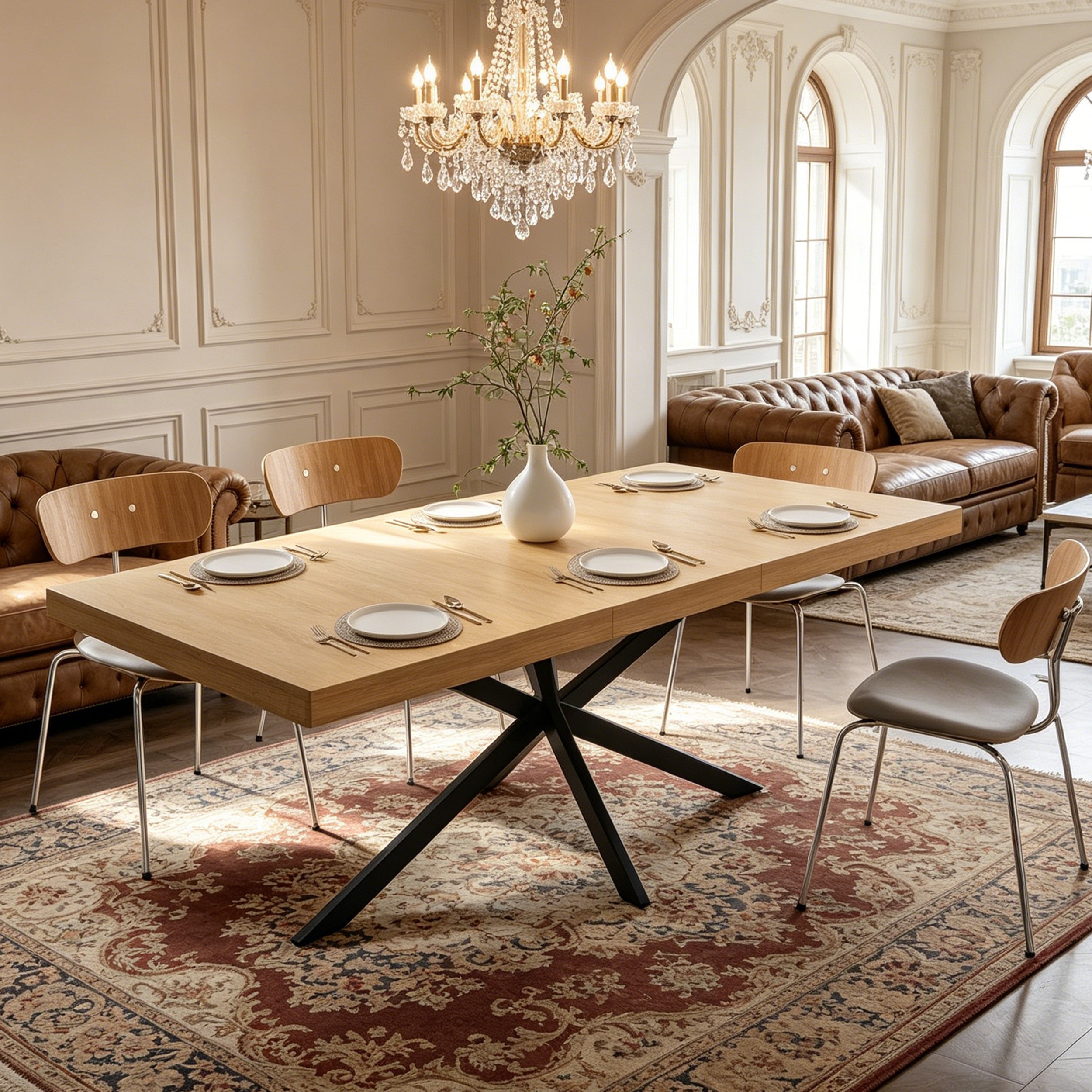 Extendable Dining Table with Hidden Storage – 55–71 Inch — [variant:W3679P437341] Natural image 6
