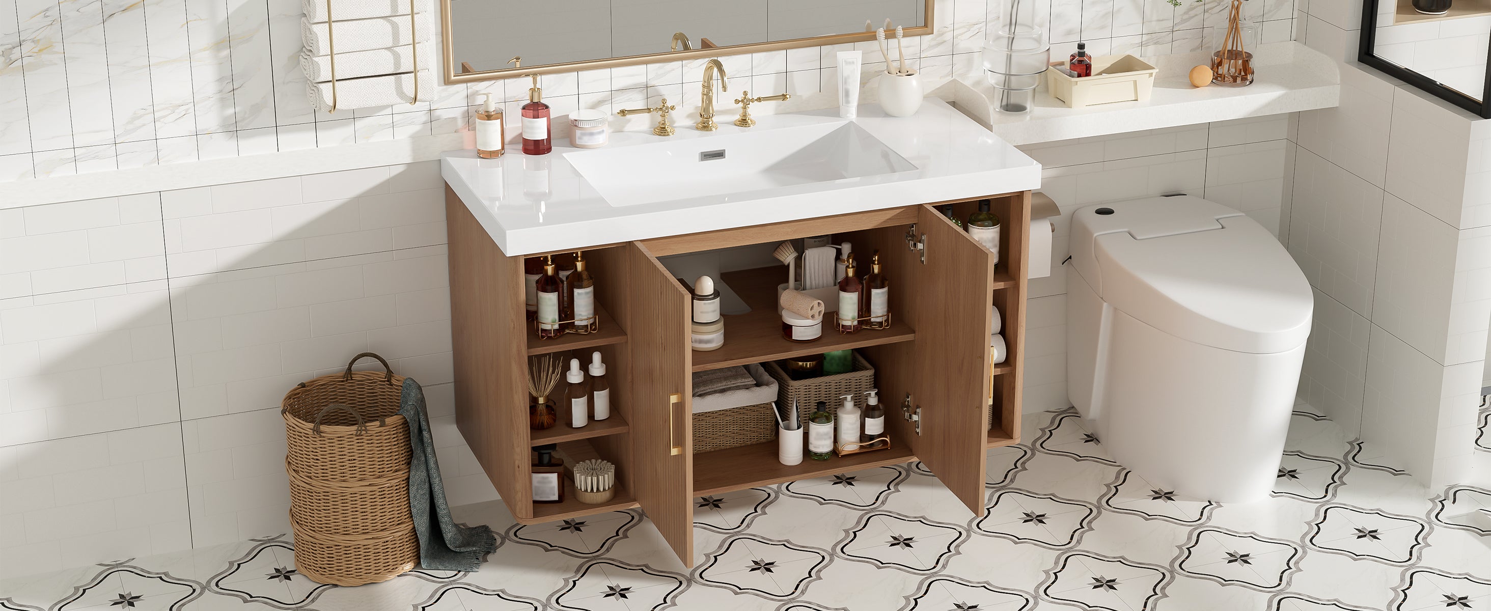 [variant:N729P000039N] Wall-Mounted Bathroom Vanity with SMC Sink – 42-Inch image 23