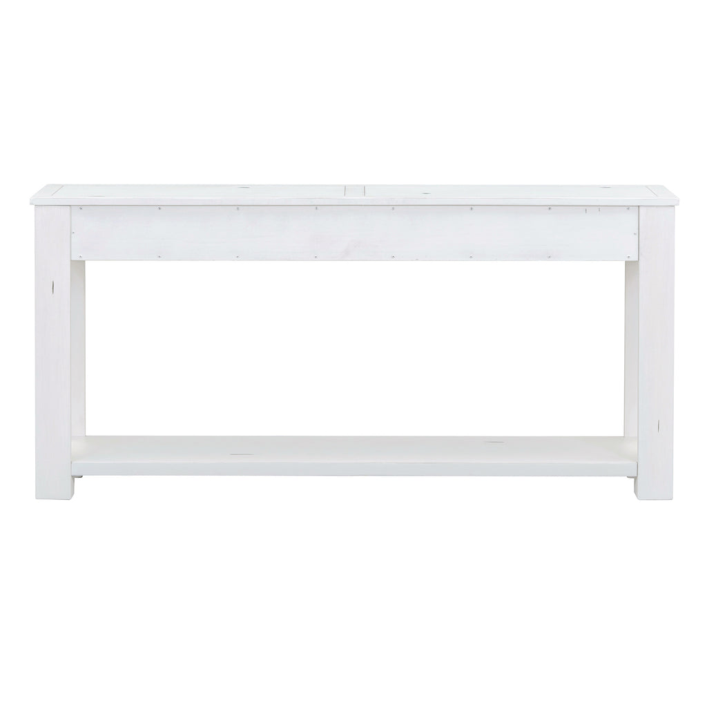 [variant:N852P245606K] Console Table with Drawers & Bottom Shelf – Antique White image 5