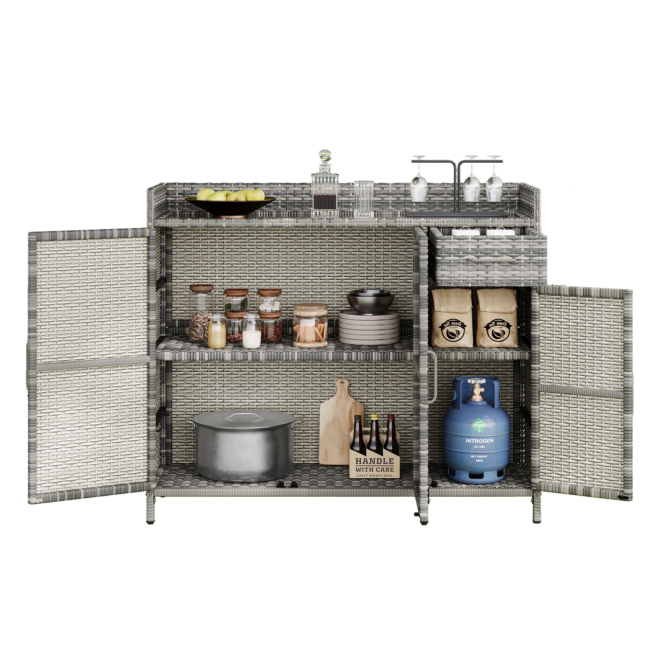 [variant:N853P387142G] Wicker Outdoor Storage Bar Cabinet – 47.5-Inch image 20