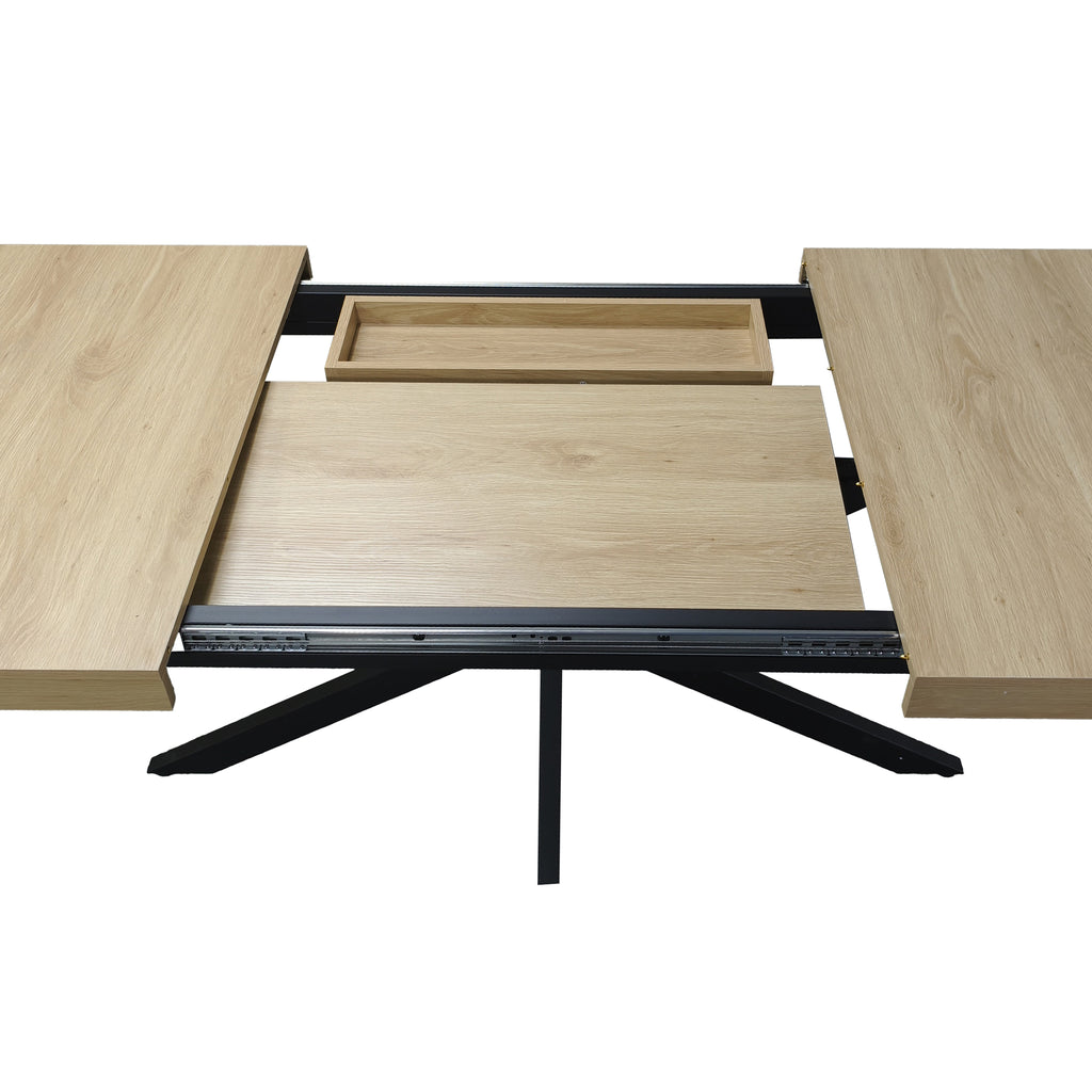 Extendable Dining Table with Hidden Storage – 55–71 Inch — [variant:W3679P437341] Natural image 15