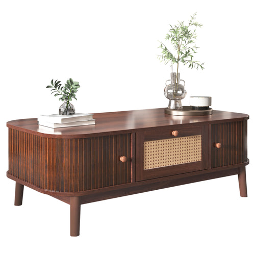 [variant:N875P360725N] Natural Rattan Coffee Table with Sliding Doors image 1