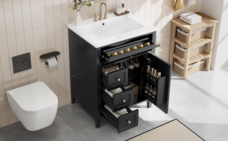 [variant:N725P280631B] Black Bathroom Vanity with Ceramic Sink – 24-Inch image 7