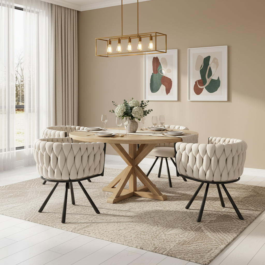 [variant:N859P374639B] Set of 2 Beige Velvet Dining Chairs image 4