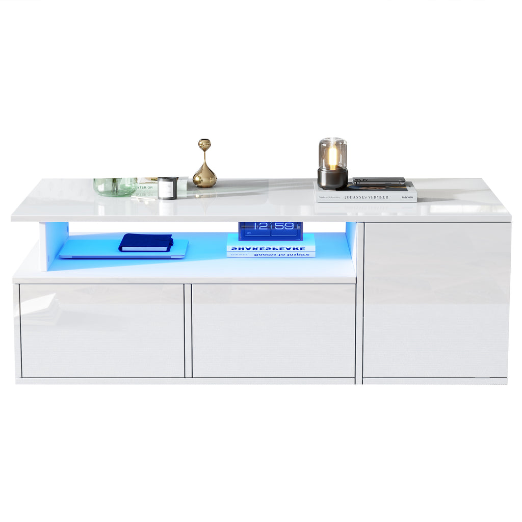 [variant:N892P428788W] High-Gloss LED Coffee Table with Open Storage image 16