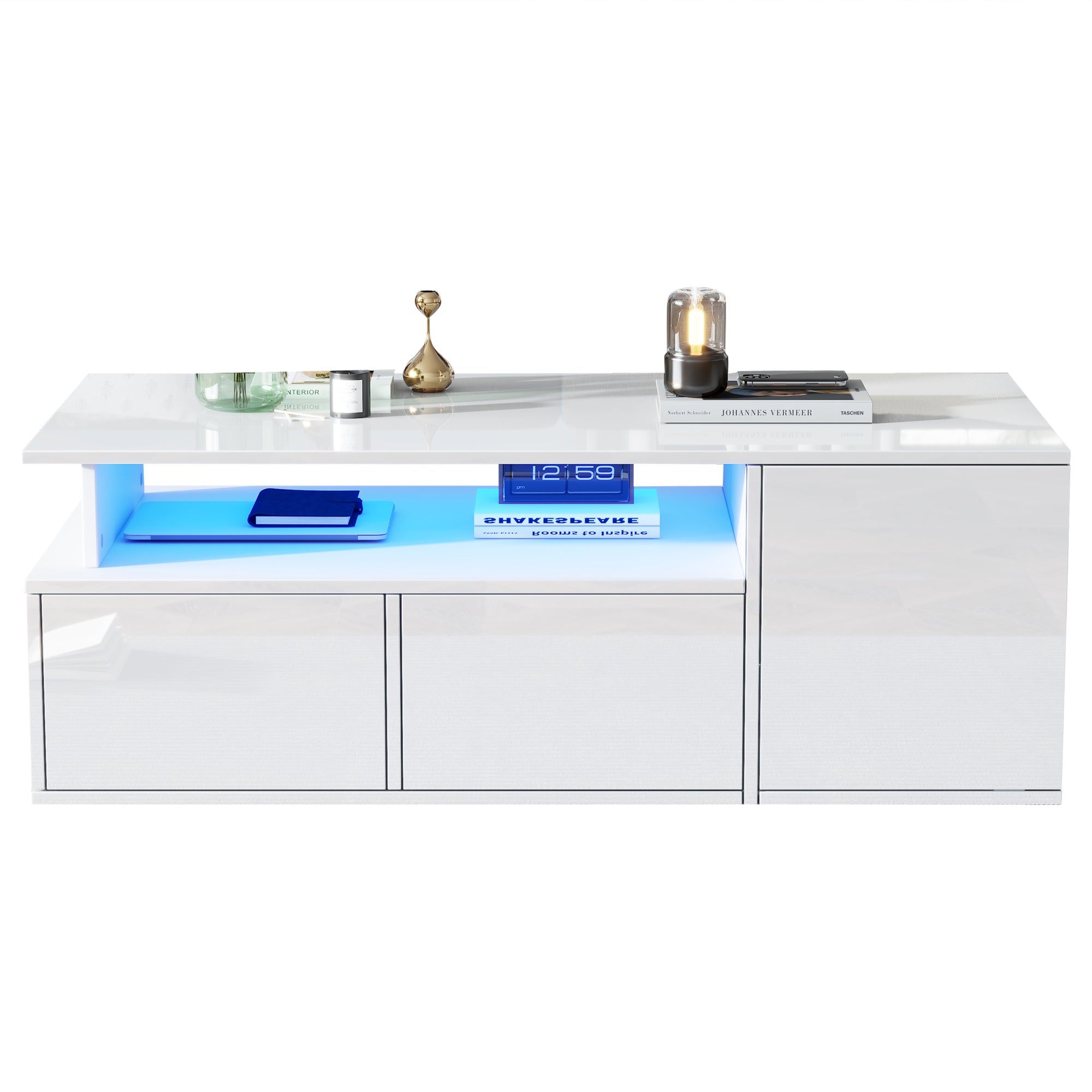 [variant:N892P428788W] High-Gloss LED Coffee Table with Open Storage image 16
