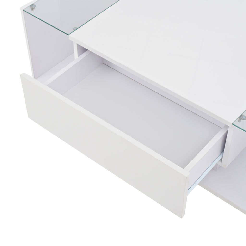 [variant:N892P423295W] High-Gloss LED Coffee Table with Drawer and Glass Top image 34