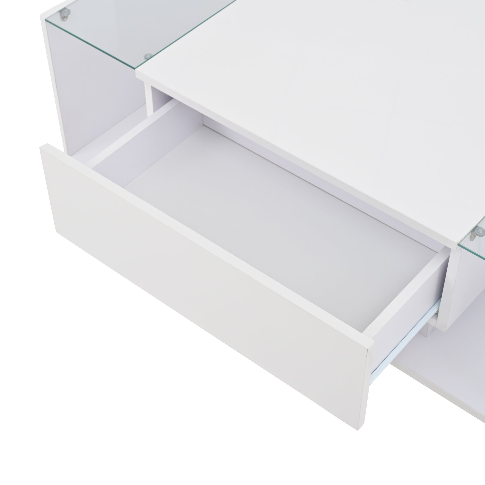 [variant:N892P423295W] High-Gloss LED Coffee Table with Drawer and Glass Top image 34