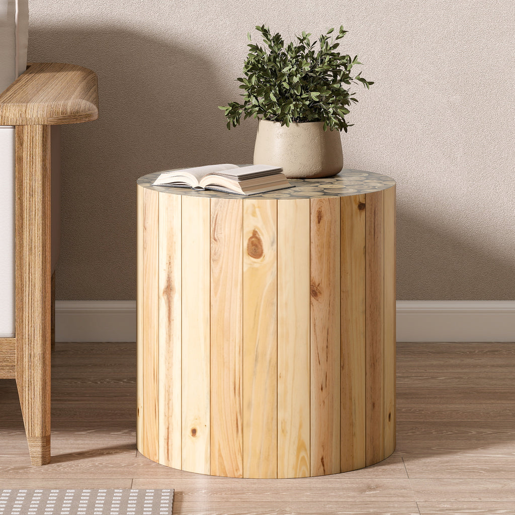 [variant:N876P386380B] Round Beige-Brown End Table image 1