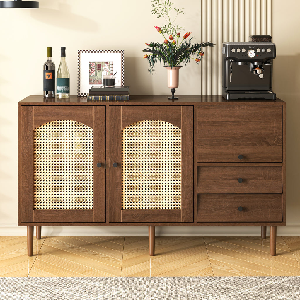 [variant:GA0013N] Country-Style Rattan-Door Sideboard image 2