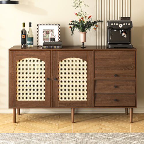 [variant:GA0013N] Country-Style Rattan-Door Sideboard image 2