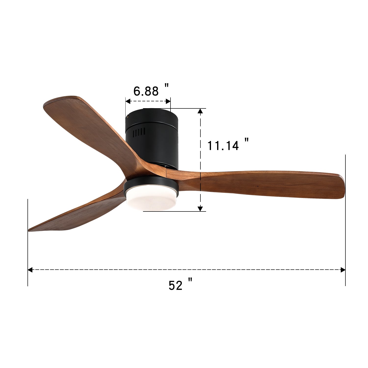 [variant:W5691P515103] Matte Black Solid Wood Ceiling Fan with Light – 52-Inch image 8