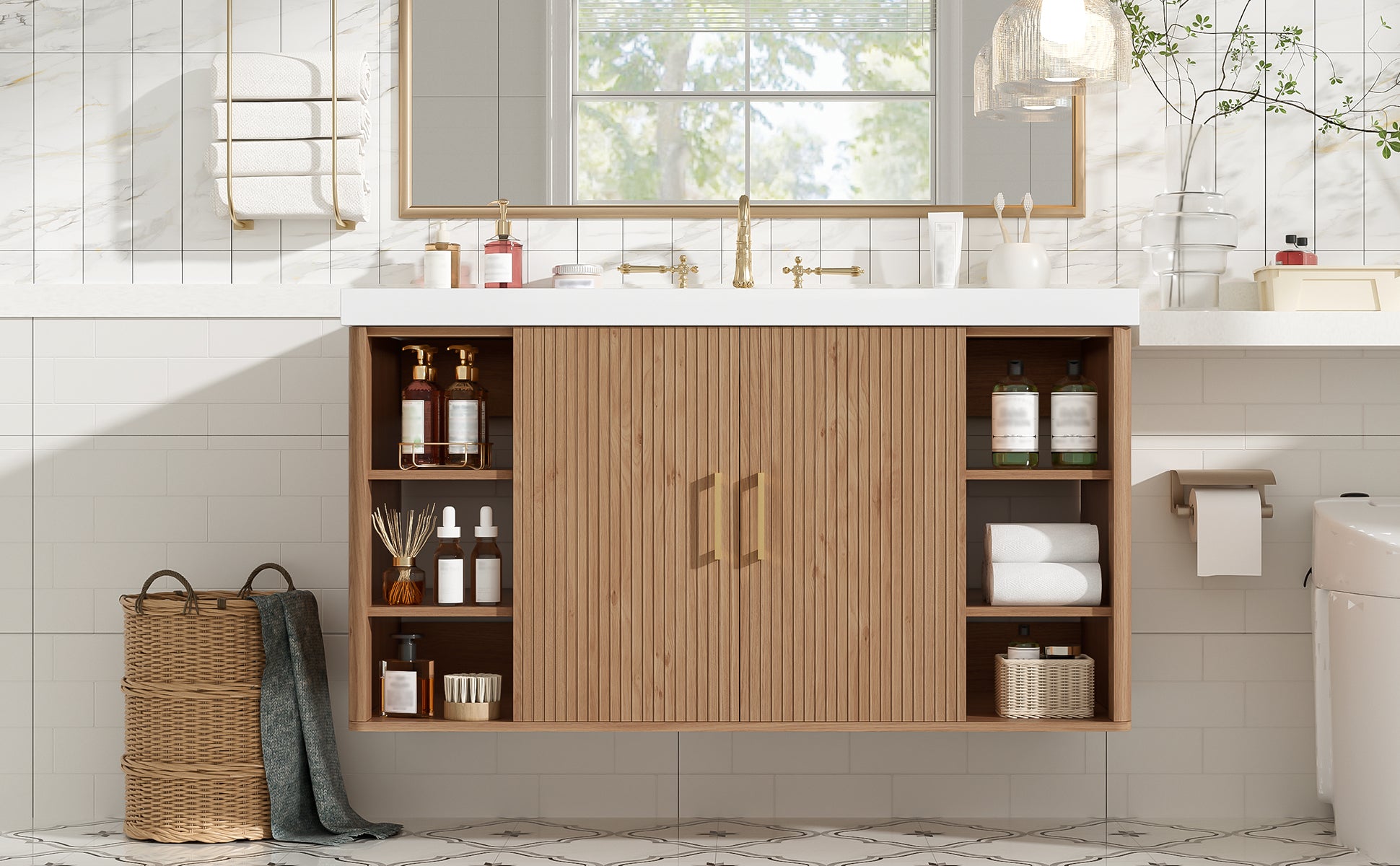 [variant:N729P000039N] Wall-Mounted Bathroom Vanity with SMC Sink – 42-Inch image 22