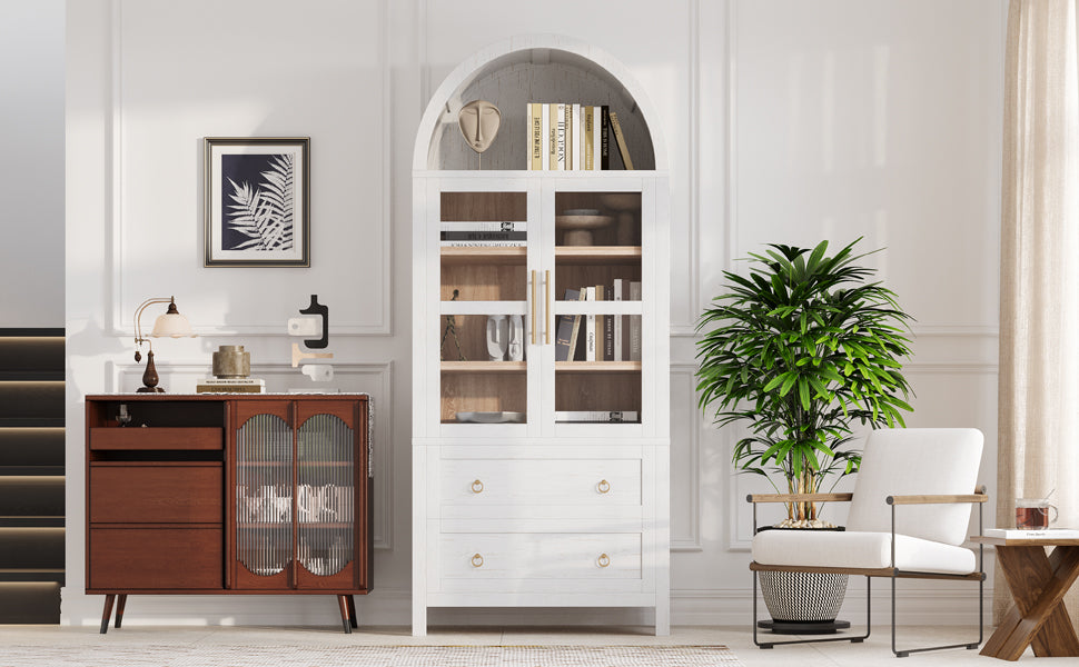 [variant:N853P387781W] Arched Glass-Door Pantry Cabinet – 71-Inch image 7