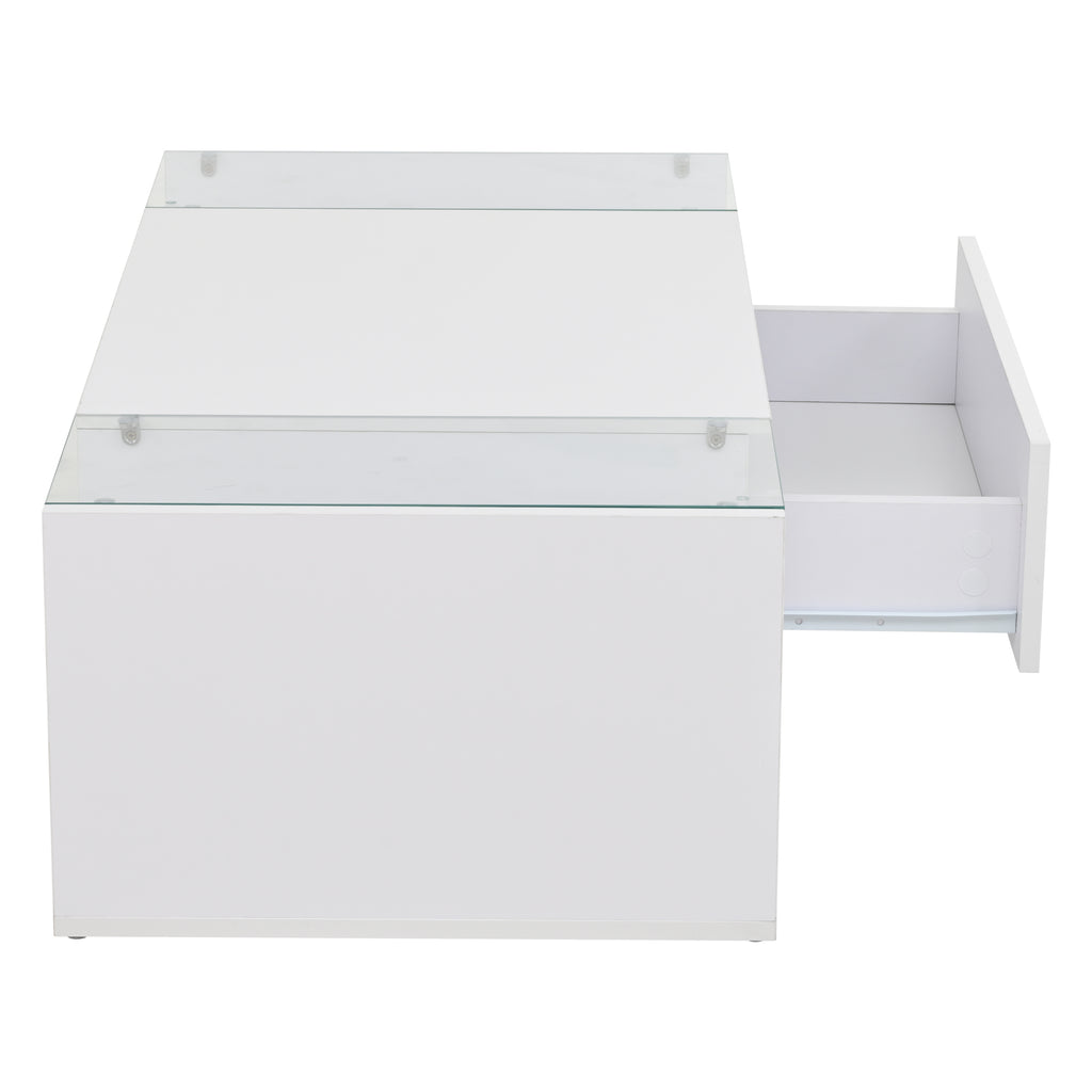 [variant:N892P423295W] High-Gloss LED Coffee Table with Drawer and Glass Top image 36