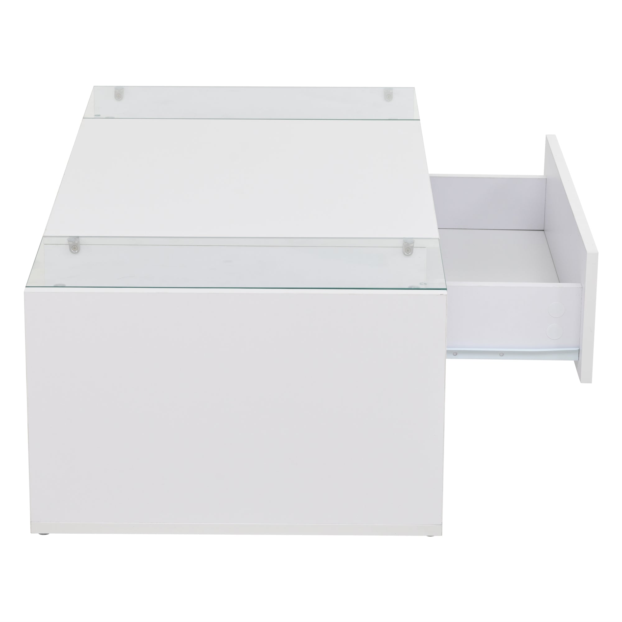 [variant:N892P423295W] High-Gloss LED Coffee Table with Drawer and Glass Top image 36