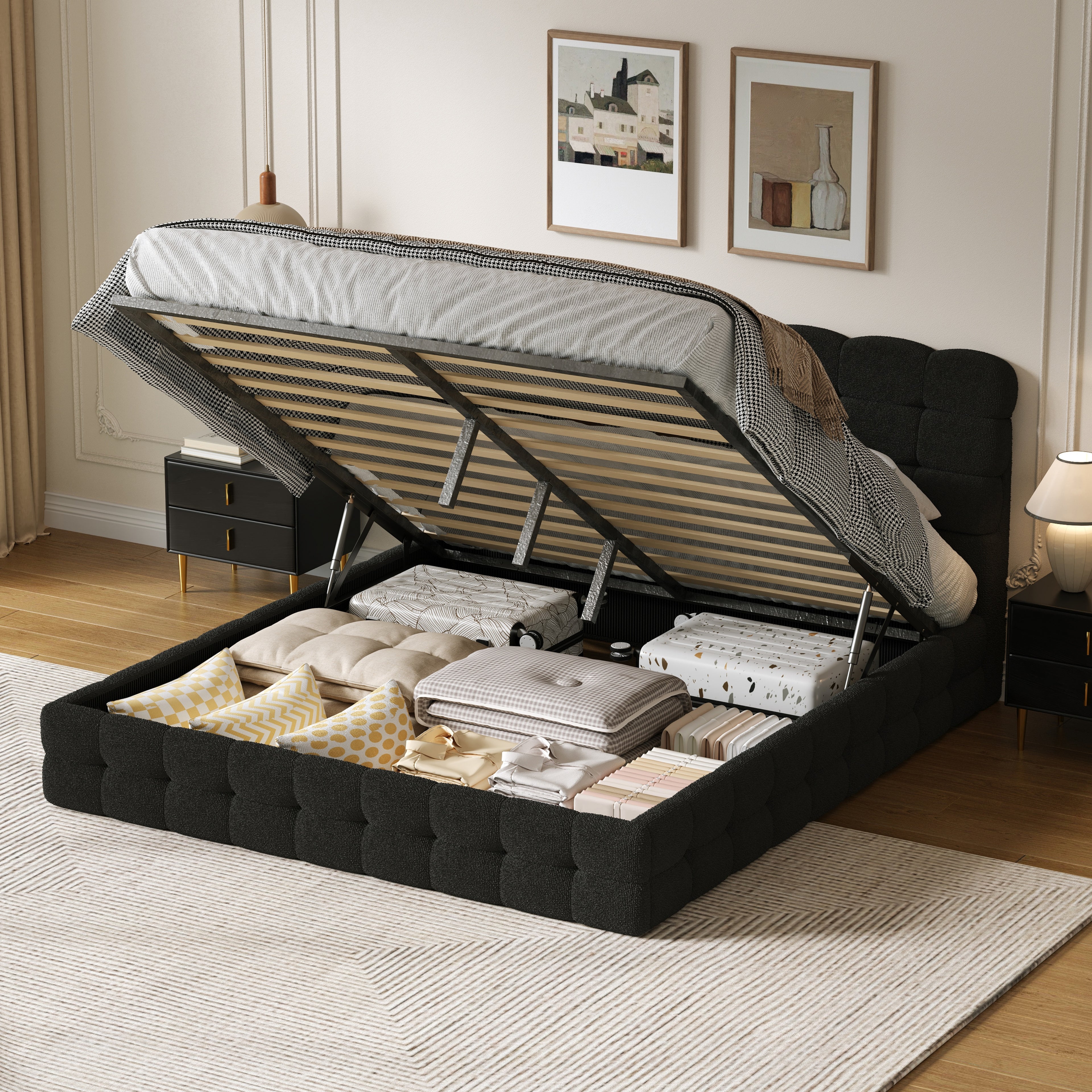 [variant:HS451572AAB] Queen Hydraulic Lift Storage Bed – Black image 4