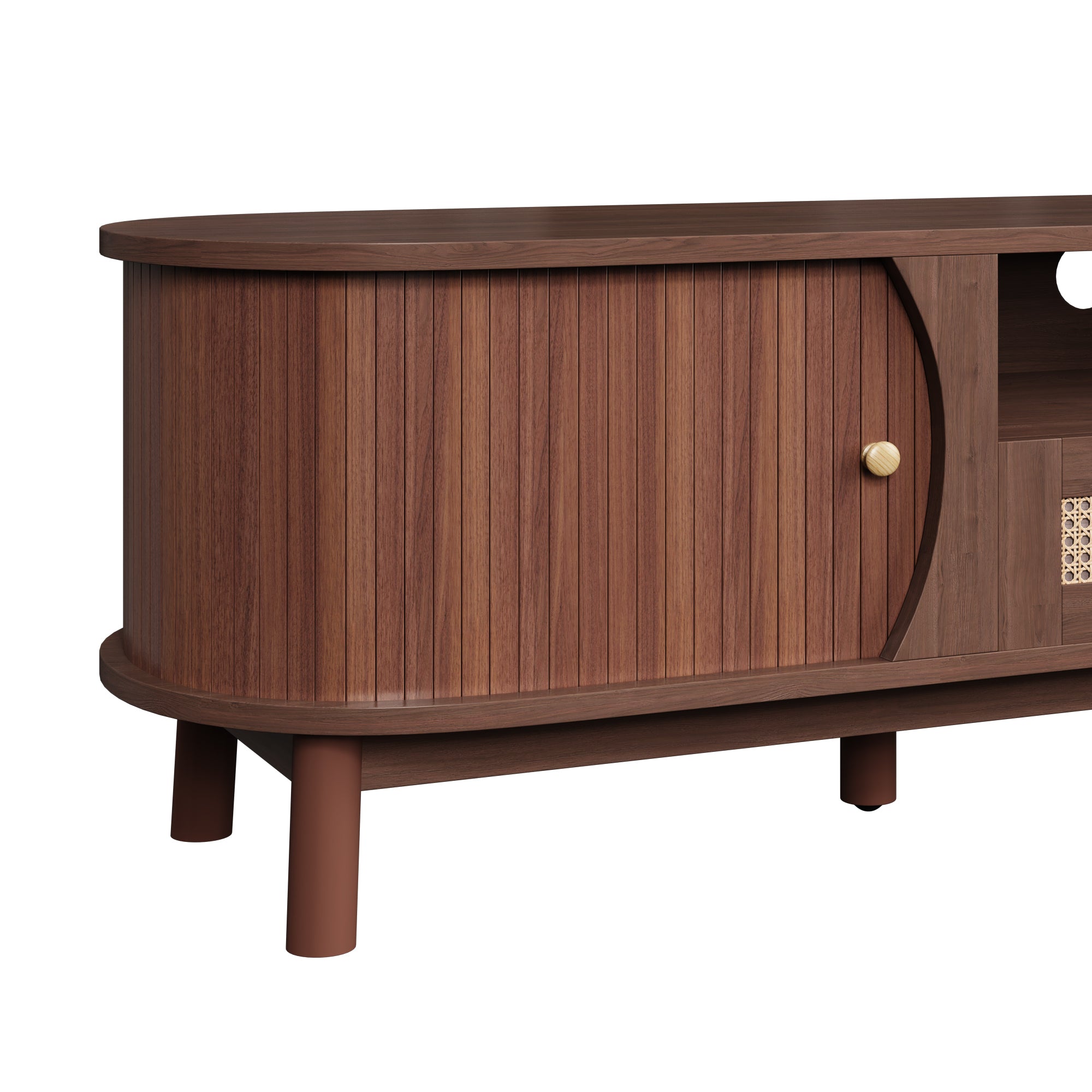 [variant:N875P278398N] Rattan TV Stand with Sliding Door – 65-Inch image 13