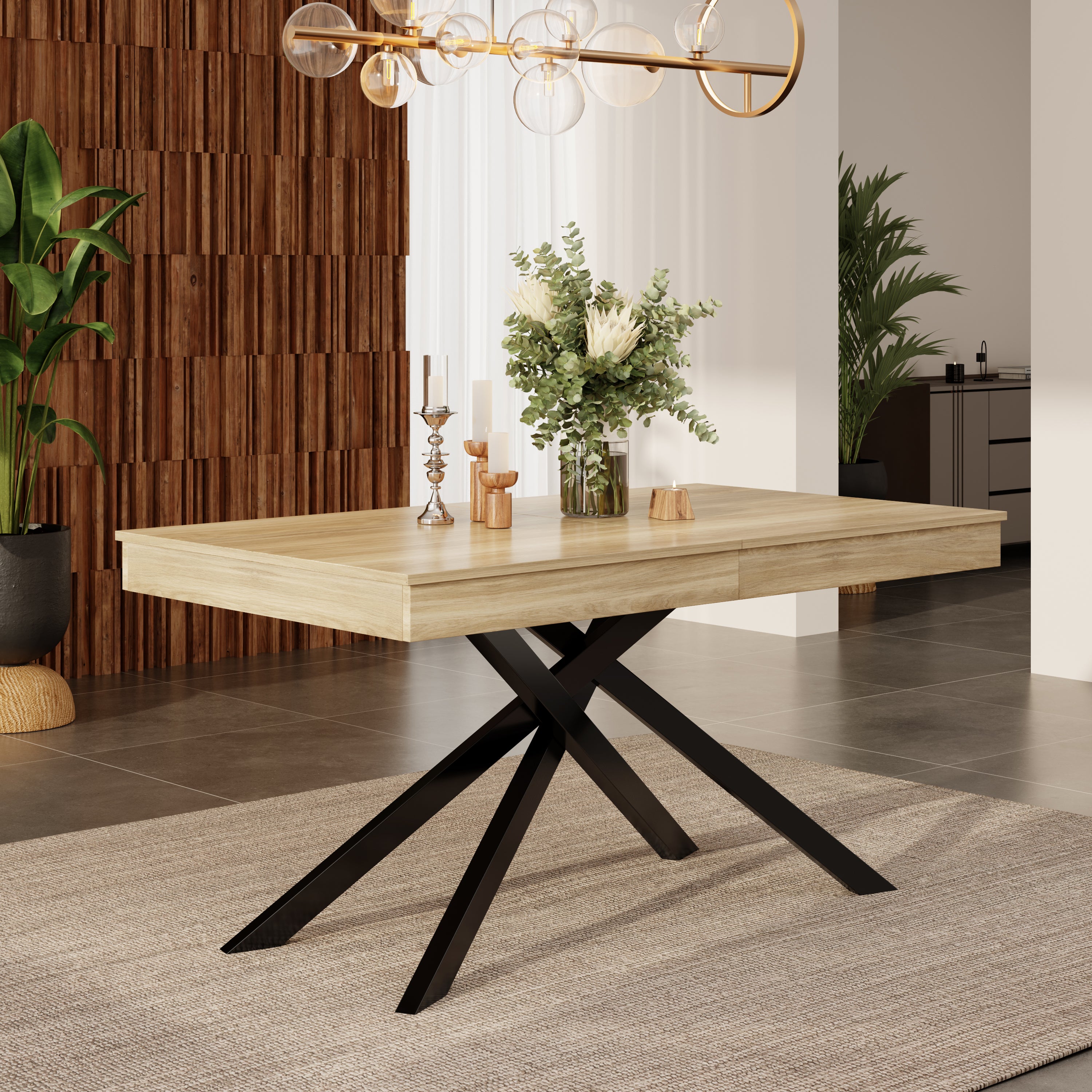 [variant:N859D000003E] Extendable Oak Dining Table – 55–71 Inch image 2